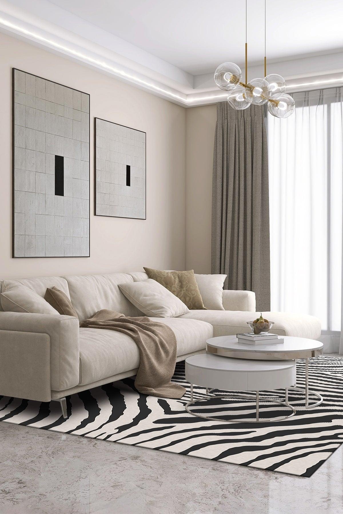 Zebra Stil Schwarz Teppich